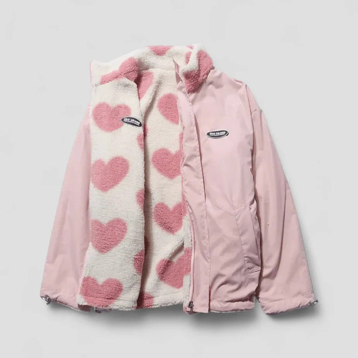 Women’s Reversible Heart Print Puffer Jacket