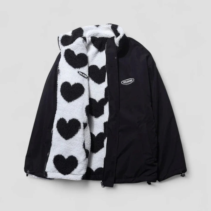 Women’s Reversible Heart Print Puffer Jacket
