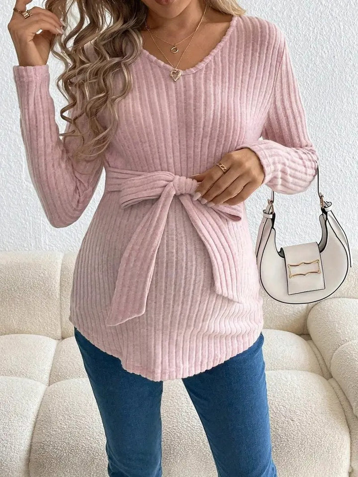 Women’s Elegant Maternity Ribbed Knit Sweater