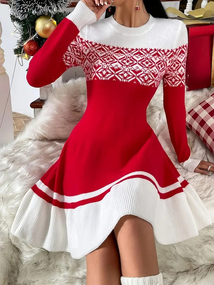 Women’s Nordic Snowflake Knit Christmas Dress