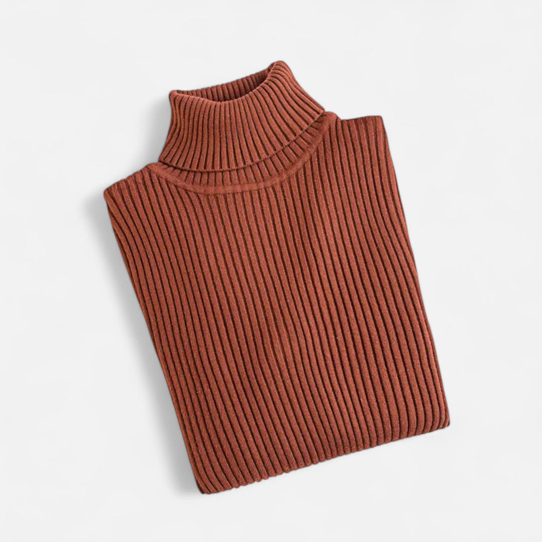Women’s Ribbed Turtleneck Sweater – Foldover Winter Elegance