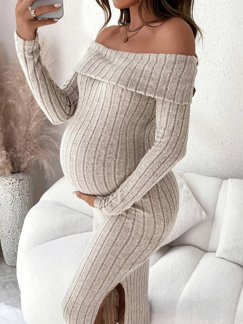 Women’s Embrace Knit Off-Shoulder Maternity Dress