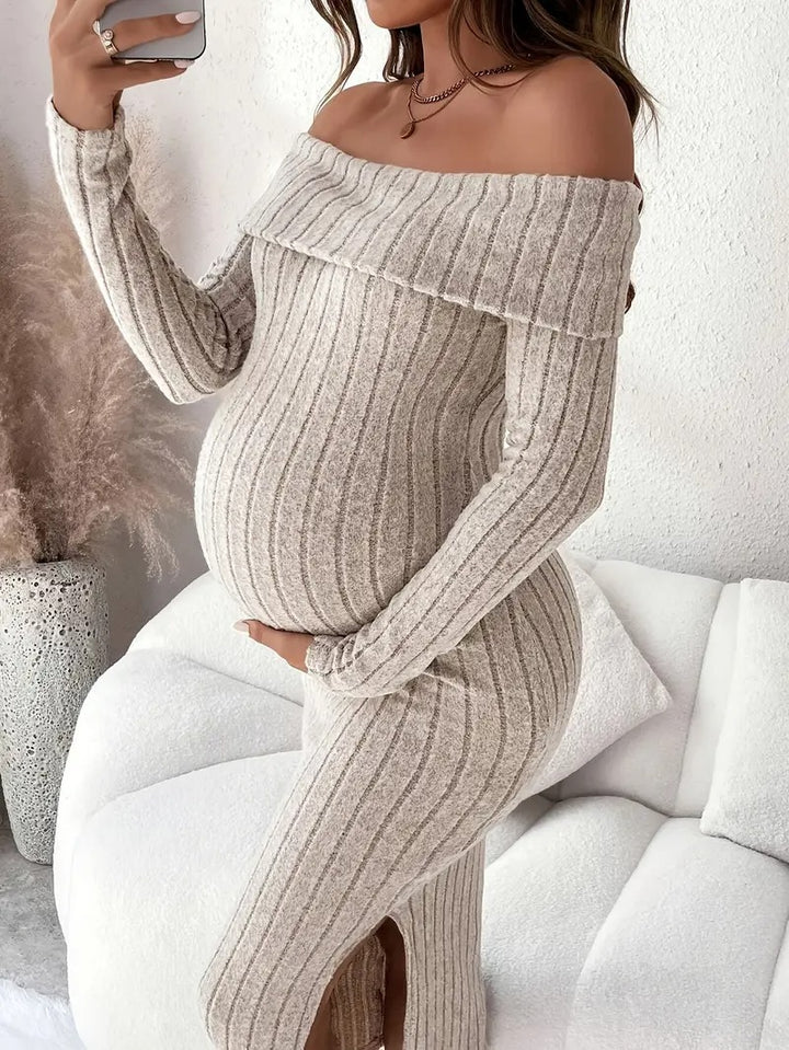 Women’s Embrace Knit Off-Shoulder Maternity Dress