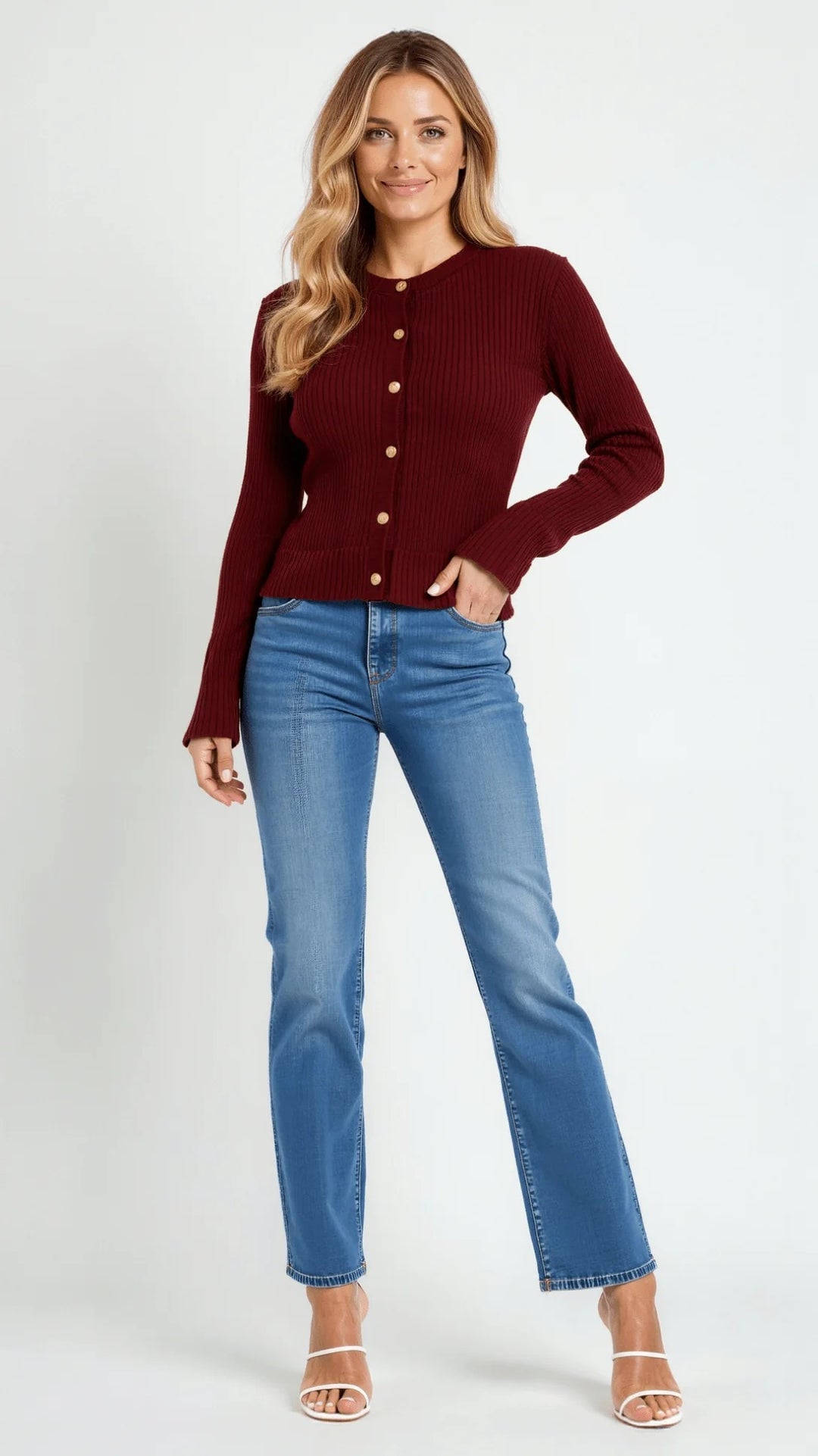 Women’s Elara Ribbed Button-Up Cardigan