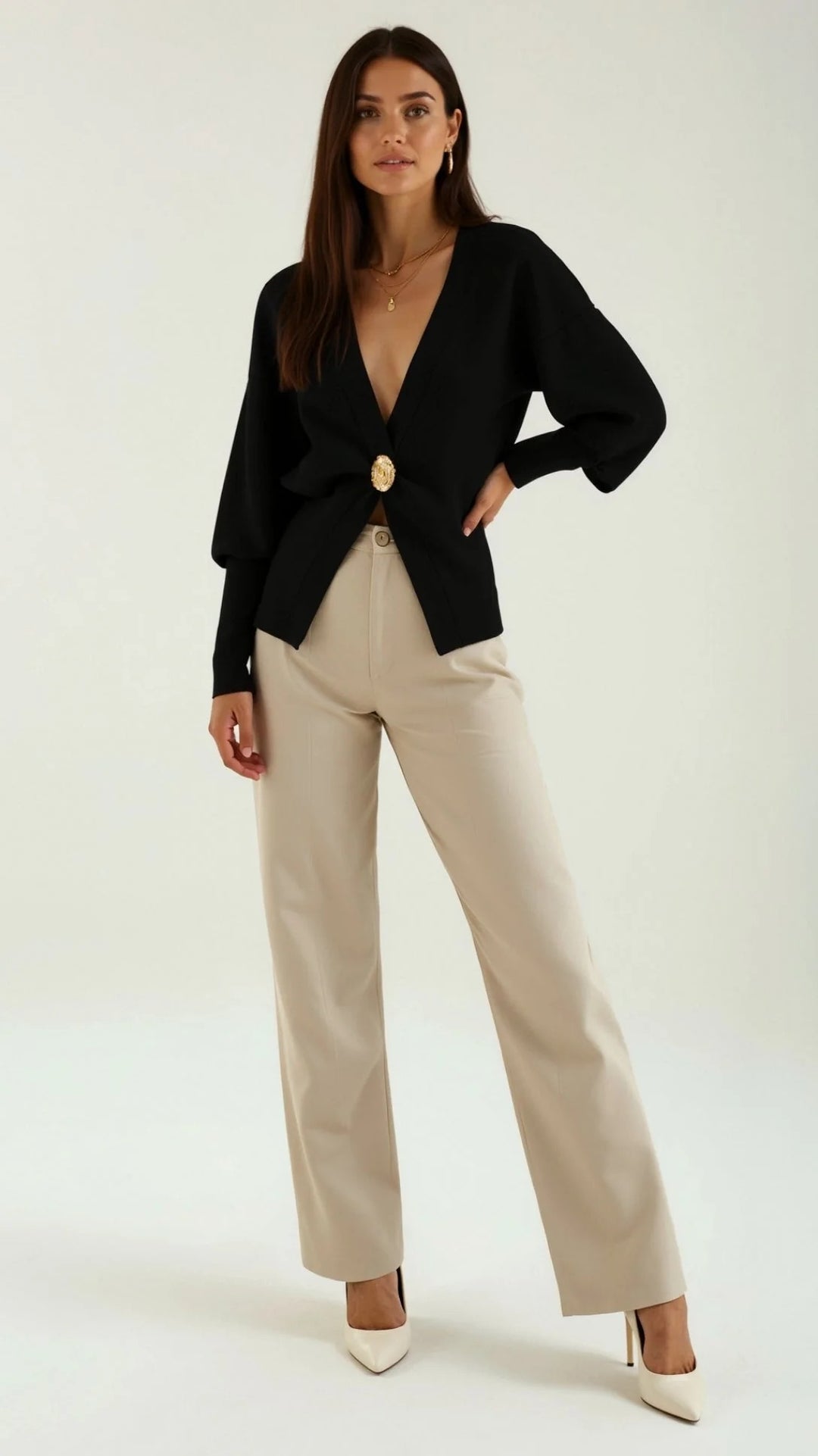 Women’s Amara Deep V Button Cardigan