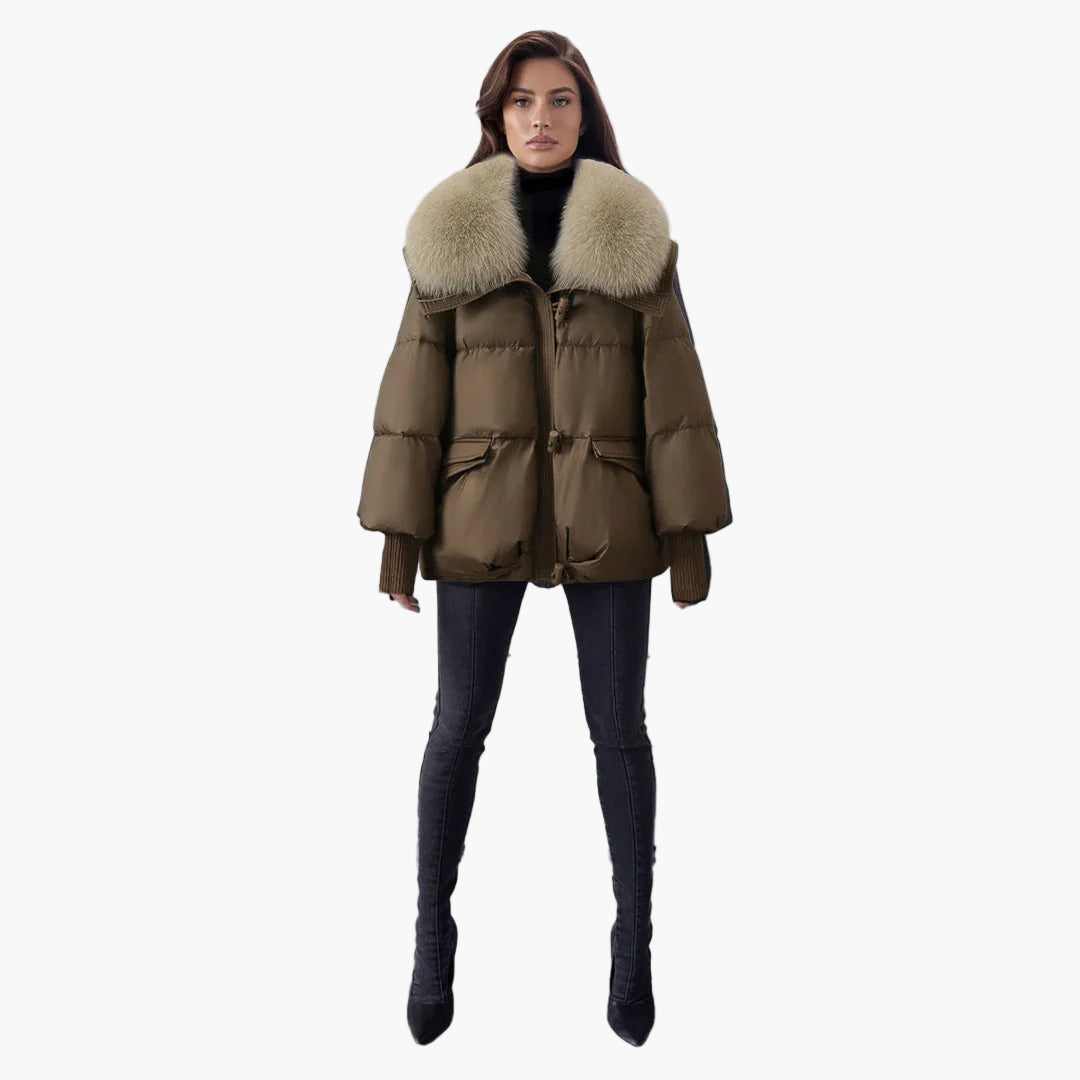 Women’s Padded Coat with Detachable Faux Fur Collar