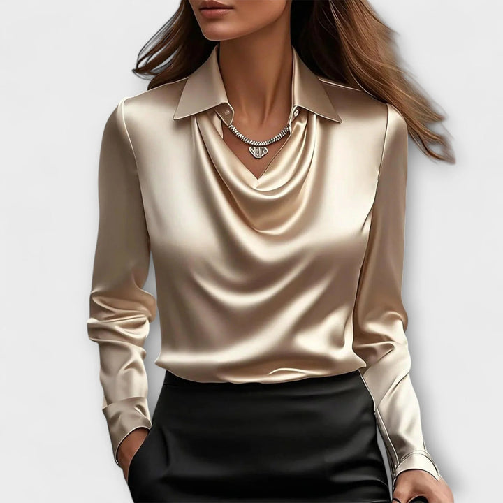Women’s Valeria Satin Drape Collar Blouse