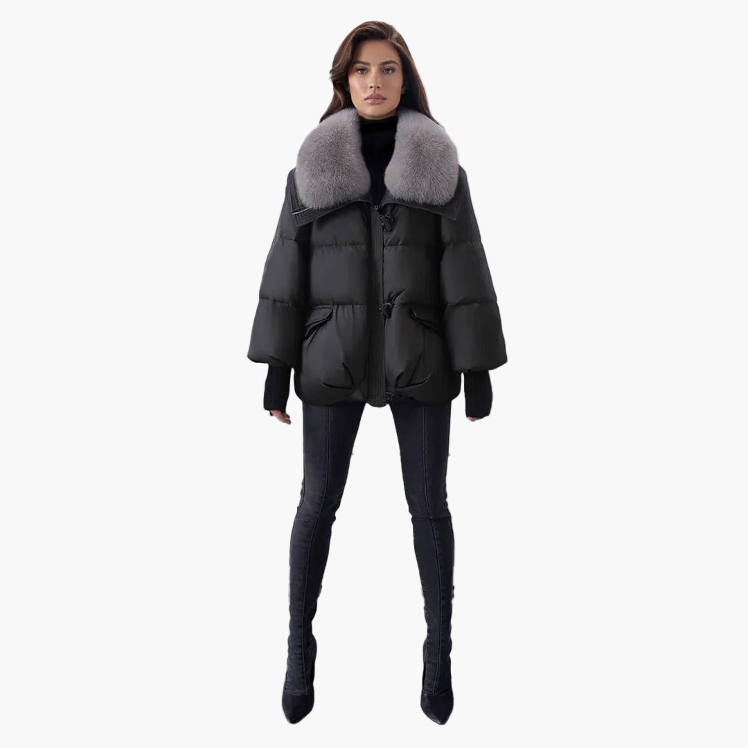 Women’s Padded Coat with Detachable Faux Fur Collar