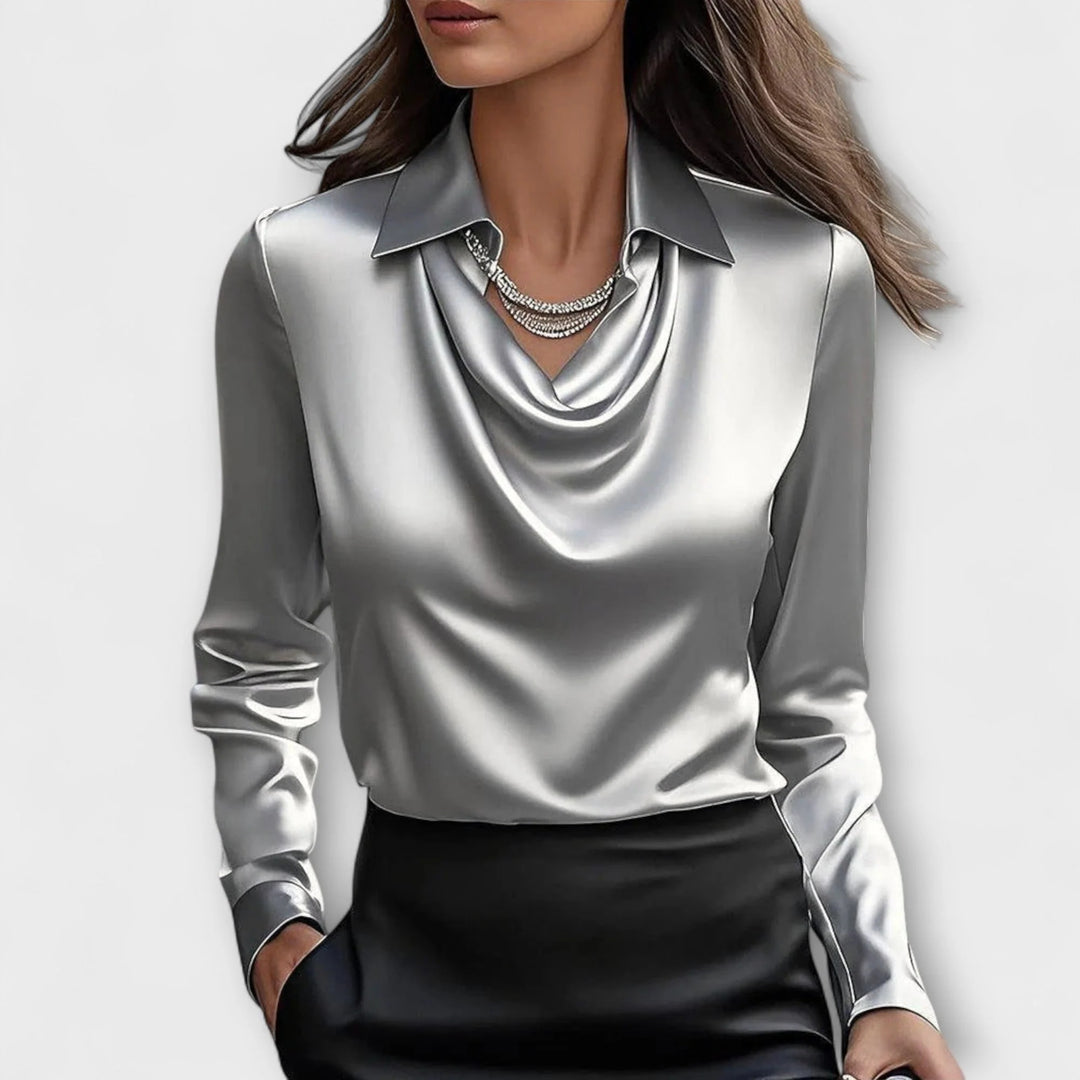 Women’s Valeria Satin Drape Collar Blouse