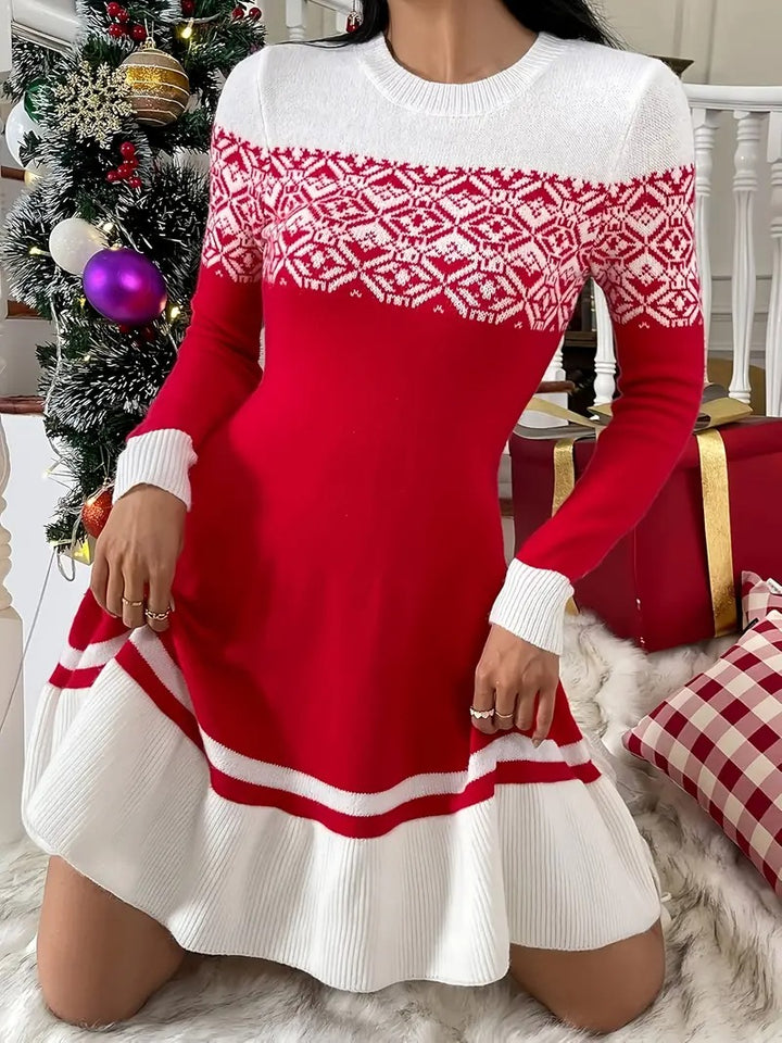Women’s Nordic Snowflake Knit Christmas Dress