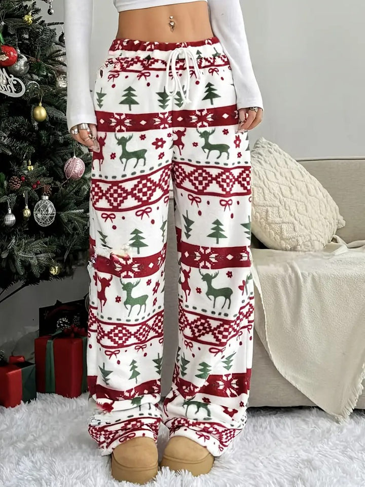 Women’s Holly Reindeer Print Christmas Lounge Pants