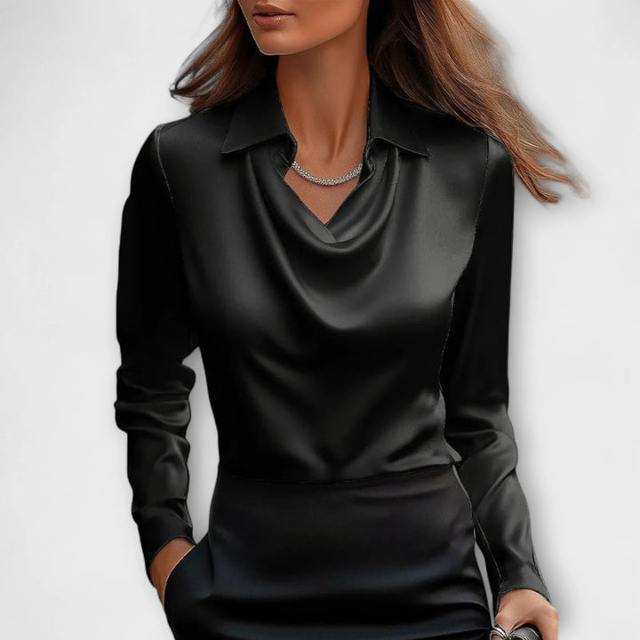 Women’s Valeria Satin Drape Collar Blouse