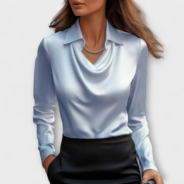 Women’s Valeria Satin Drape Collar Blouse