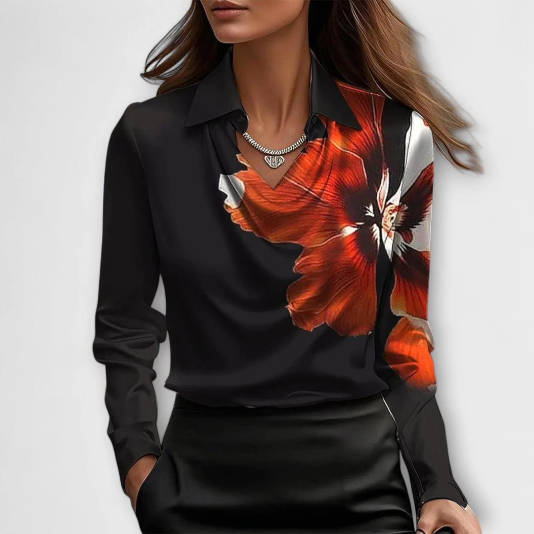 Women’s Valeria Satin Drape Collar Blouse