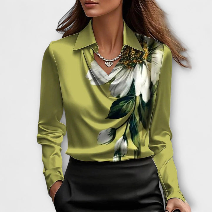 Women’s Valeria Satin Drape Collar Blouse