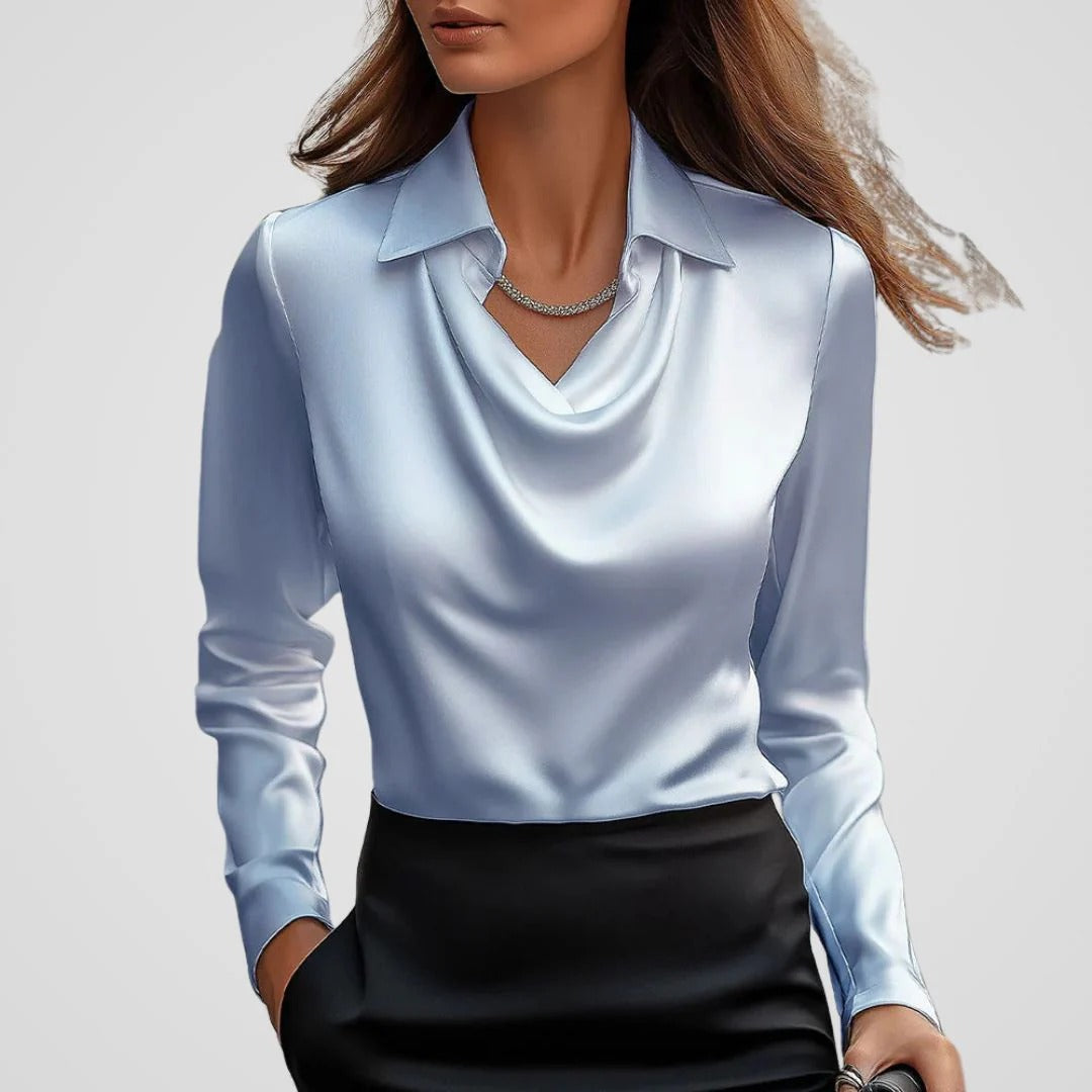 Women’s Selene Draped Collar Luxe Blouse