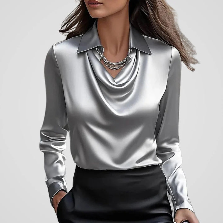 Women’s Selene Draped Collar Luxe Blouse