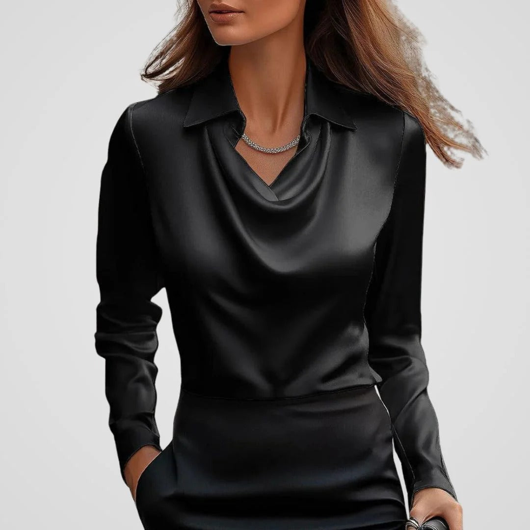 Women’s Selene Draped Collar Luxe Blouse
