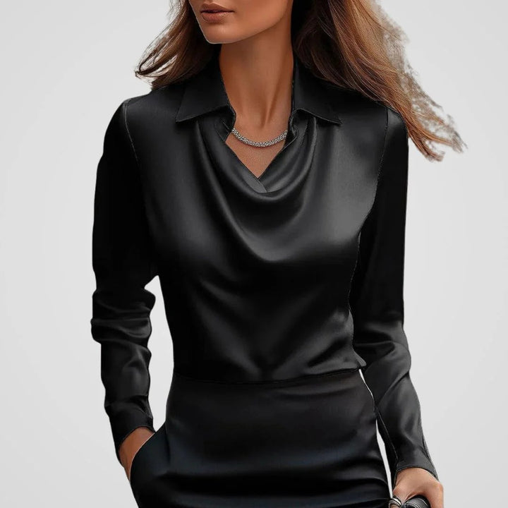 Women’s Selene Draped Collar Luxe Blouse
