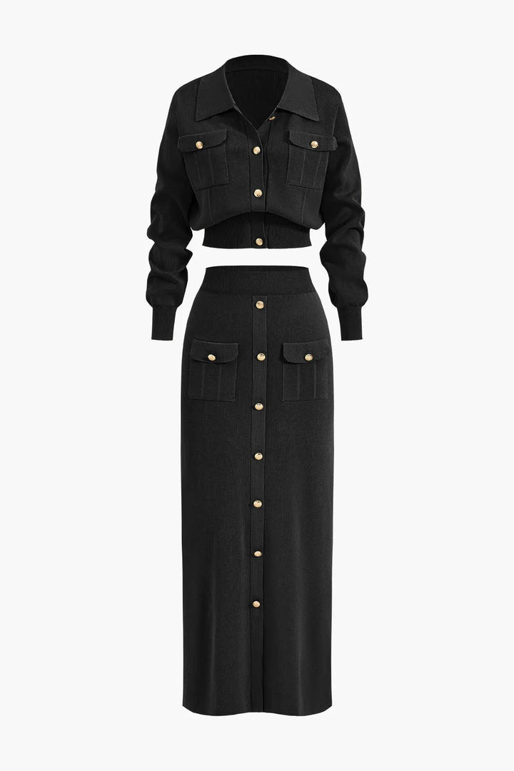 Women’s Dahlia Button-Front Knit Skirt Set