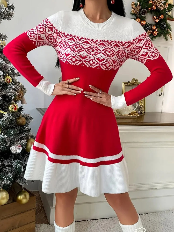 Women’s Nordic Snowflake Knit Christmas Dress