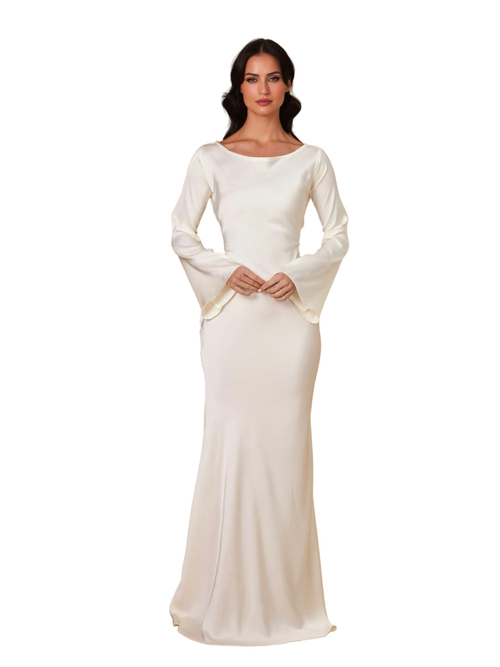 Women’s Long Sleeve Maxi Dress – Elegant Flowing Evening Gown