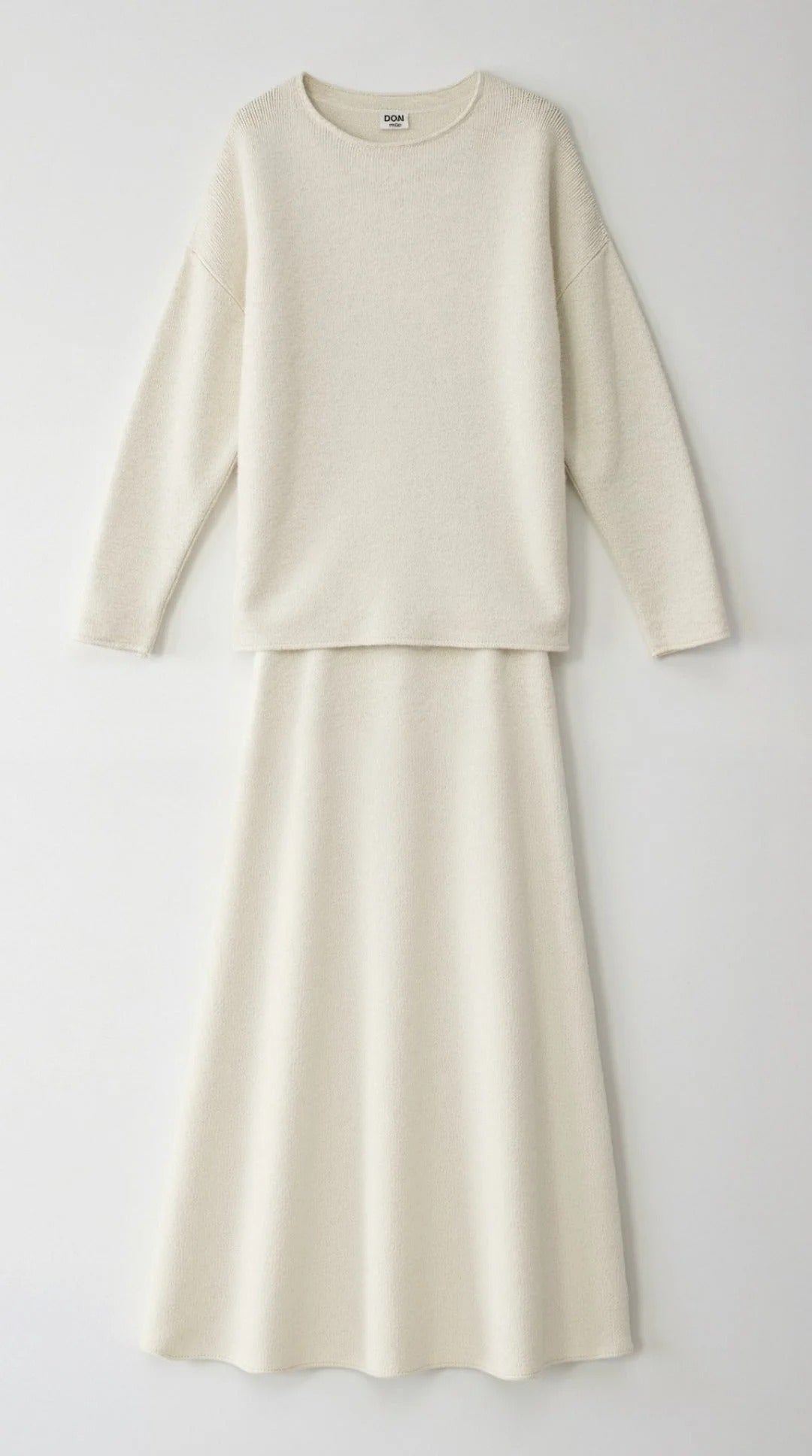 Women’s Seraphine Knit Two-Piece Midi Set – Relaxed Sweater & A-Line Skirt