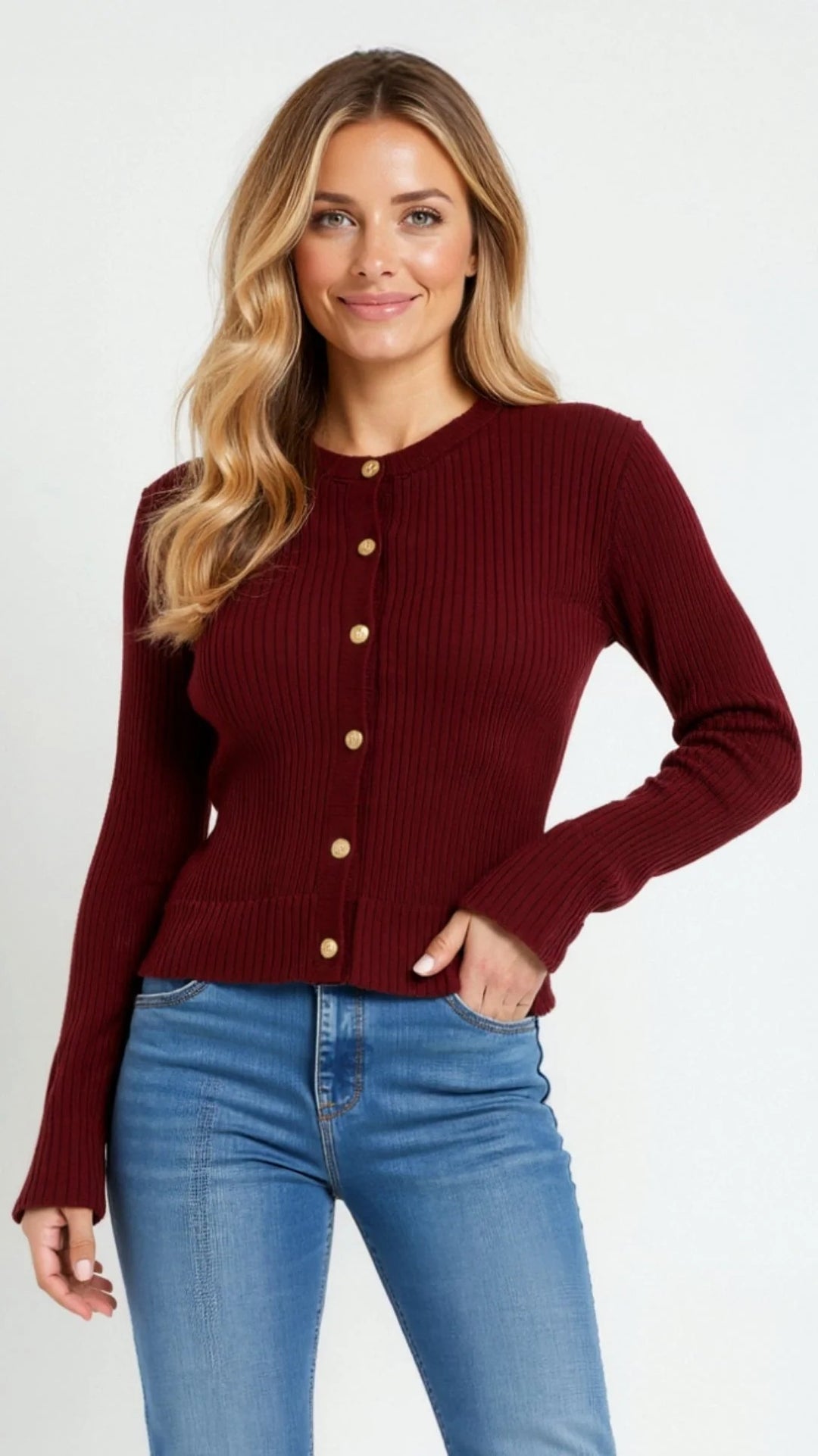 Women’s Elara Ribbed Button-Up Cardigan