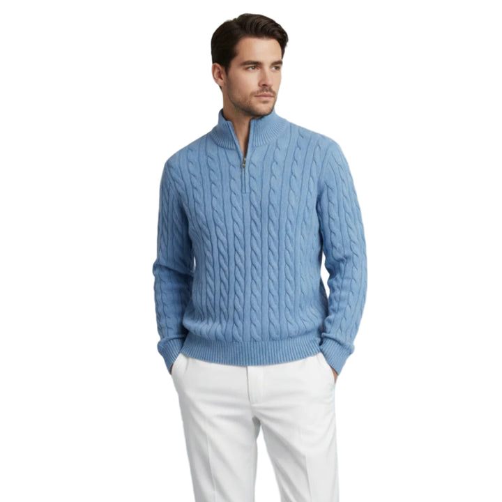 Men’s Zip-Up Cable Knit Sweater