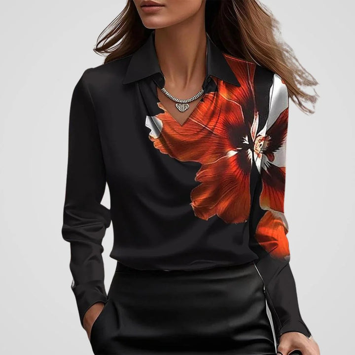 Women’s Selene Draped Collar Luxe Blouse