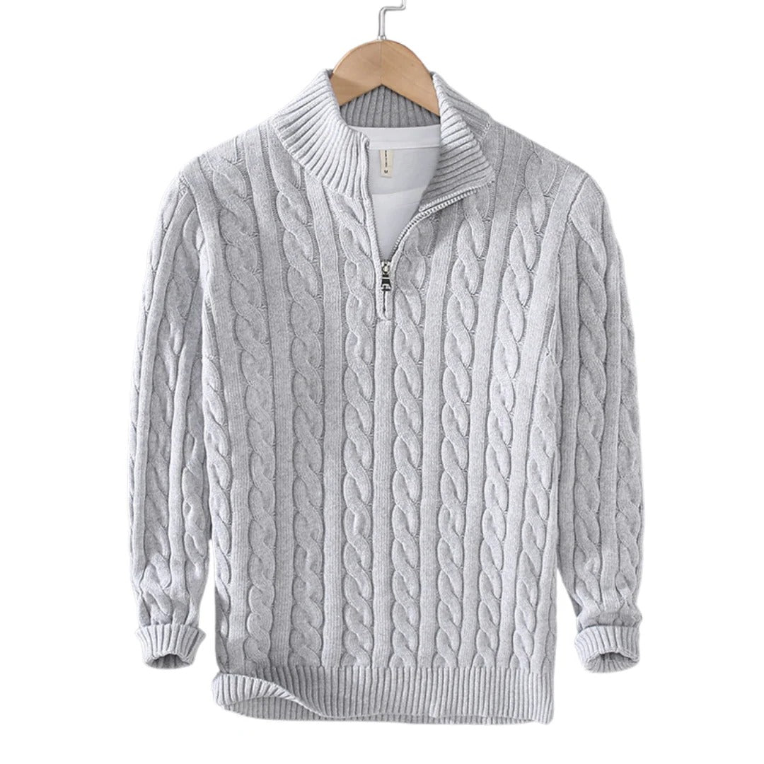 Men’s Zip-Up Cable Knit Sweater