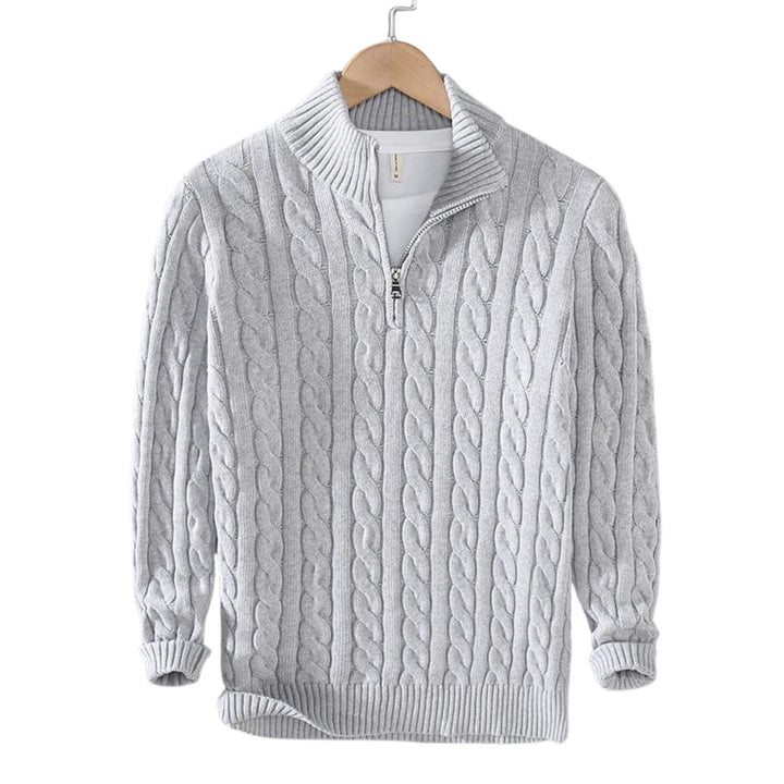 Men’s Zip-Up Cable Knit Sweater