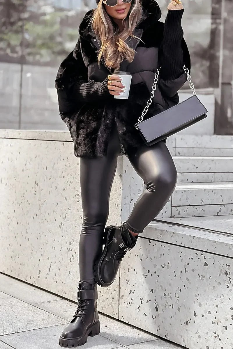 Women’s Luxe Hybrid Faux-Fur Hooded Puffer Jacket