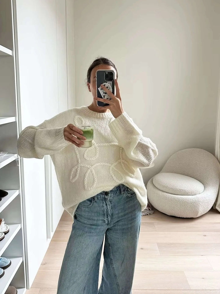 Women’s Textured Wool Pullover – Timeless Cozy Knit Jumper