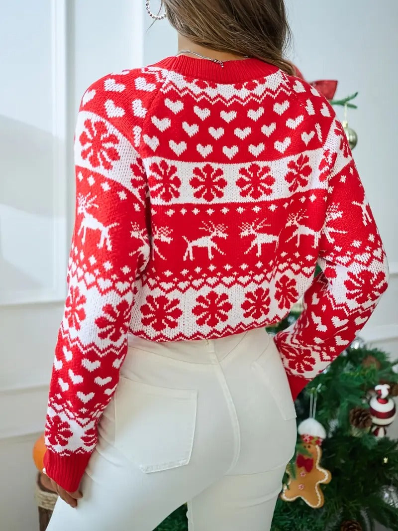 Women’s Merry Heart Reindeer Knit Christmas Jumper