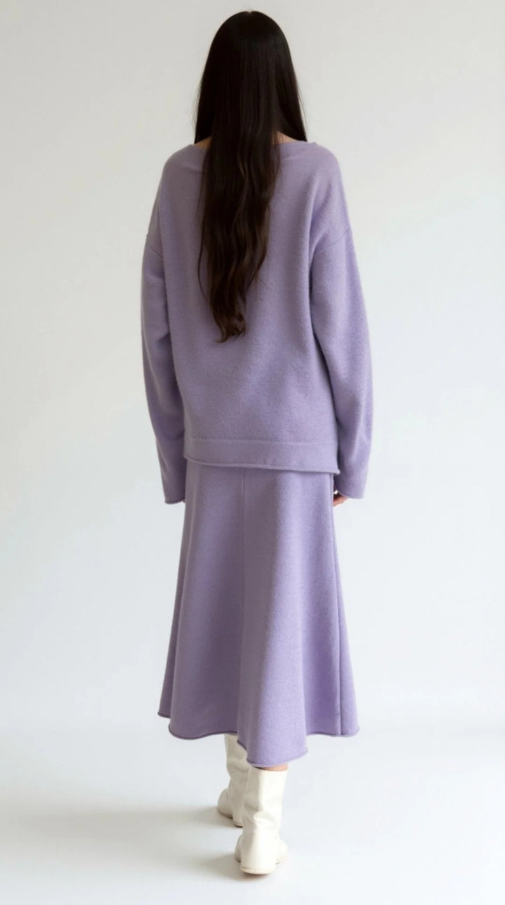 Women’s Seraphine Knit Two-Piece Midi Set – Relaxed Sweater & A-Line Skirt