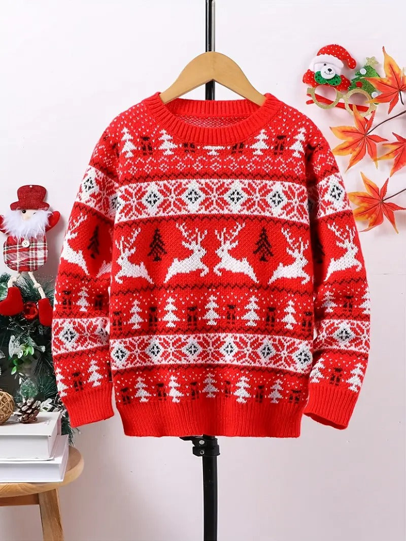 Men’s Reindeer & Snowflake Fair Isle Christmas Jumper – Festive Knit Sweater