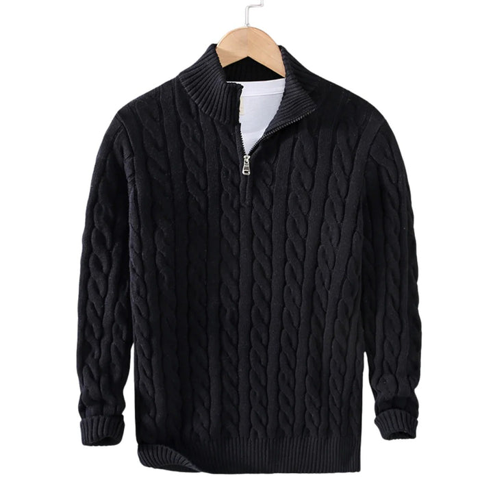 Men’s Zip-Up Cable Knit Sweater