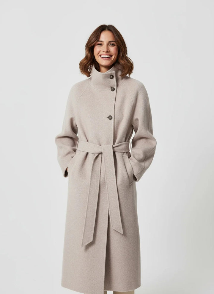 Women’s Amara High-Neck Belted Long Coat