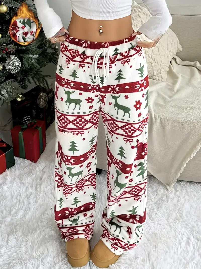 Women’s Holly Reindeer Print Christmas Lounge Pants