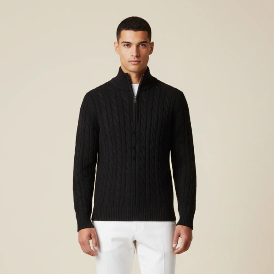 Men’s Zip-Up Cable Knit Sweater