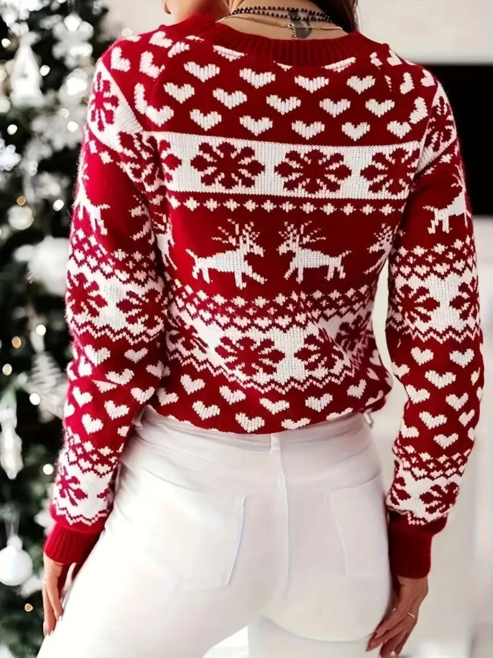 Women’s Merry Heart Reindeer Knit Christmas Jumper