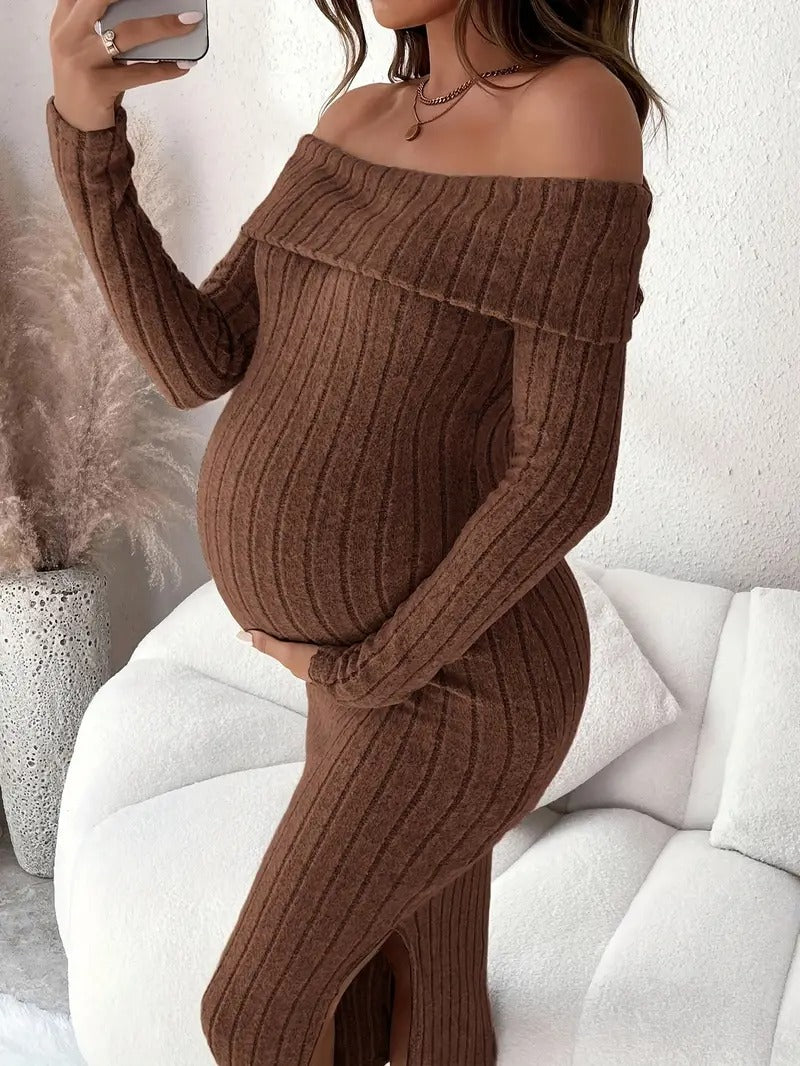 Women’s Embrace Knit Off-Shoulder Maternity Dress