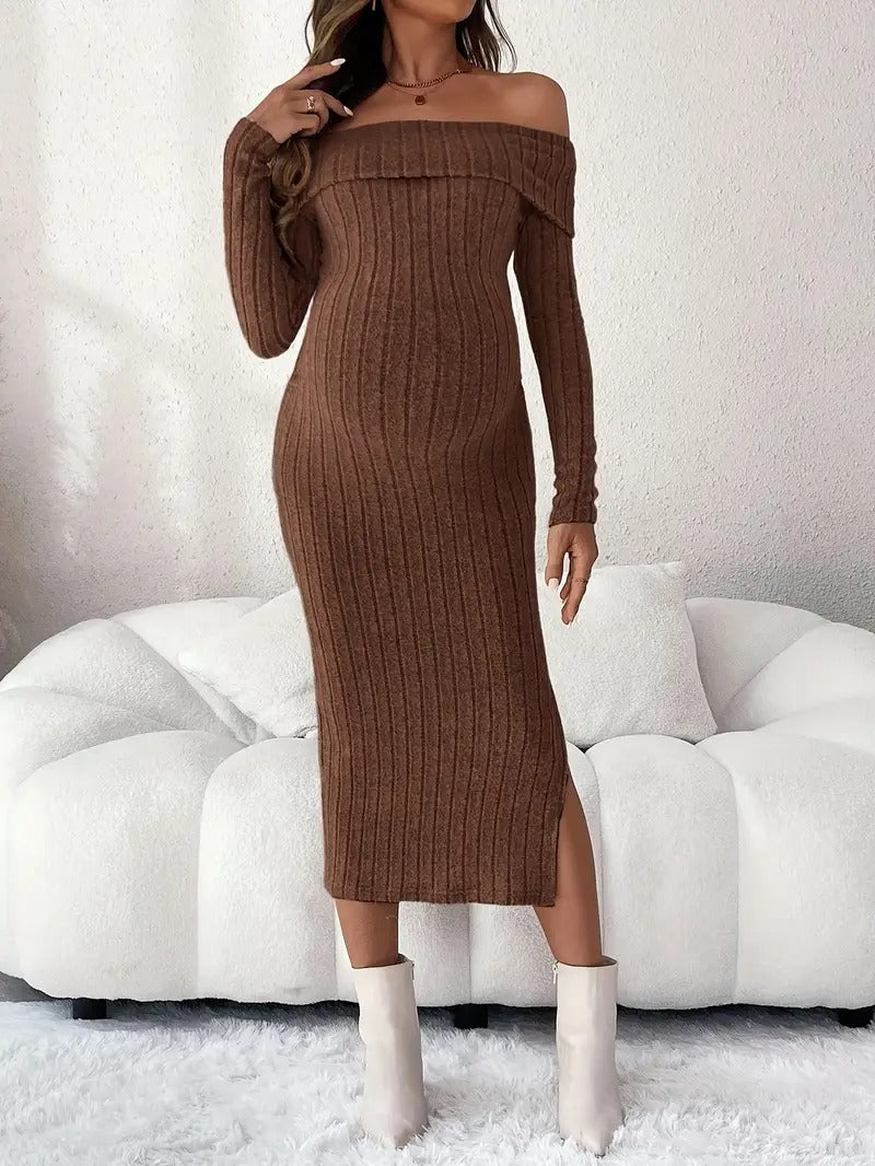 Women’s Embrace Knit Off-Shoulder Maternity Dress