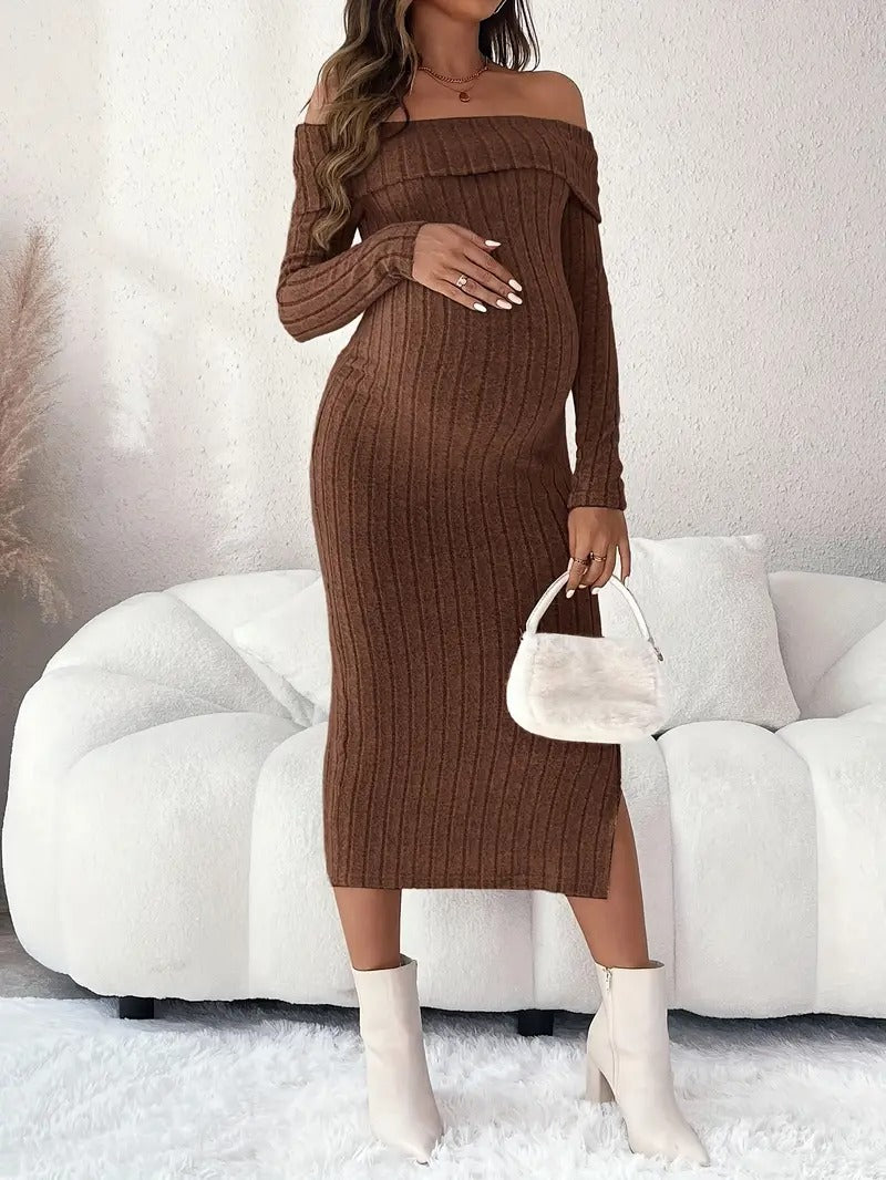 Women’s Embrace Knit Off-Shoulder Maternity Dress
