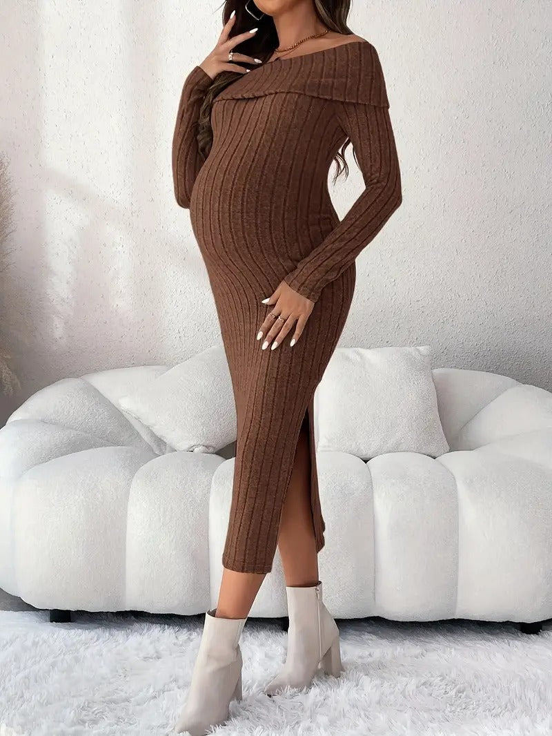 Women’s Embrace Knit Off-Shoulder Maternity Dress