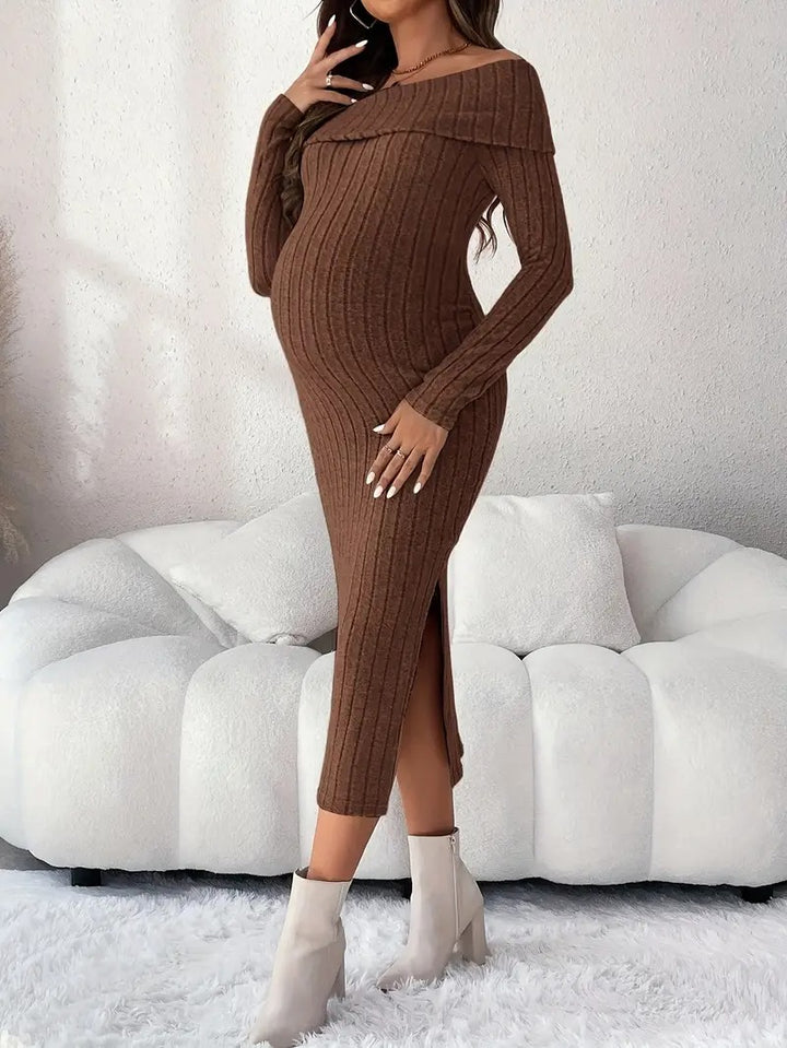Women’s Embrace Knit Off-Shoulder Maternity Dress