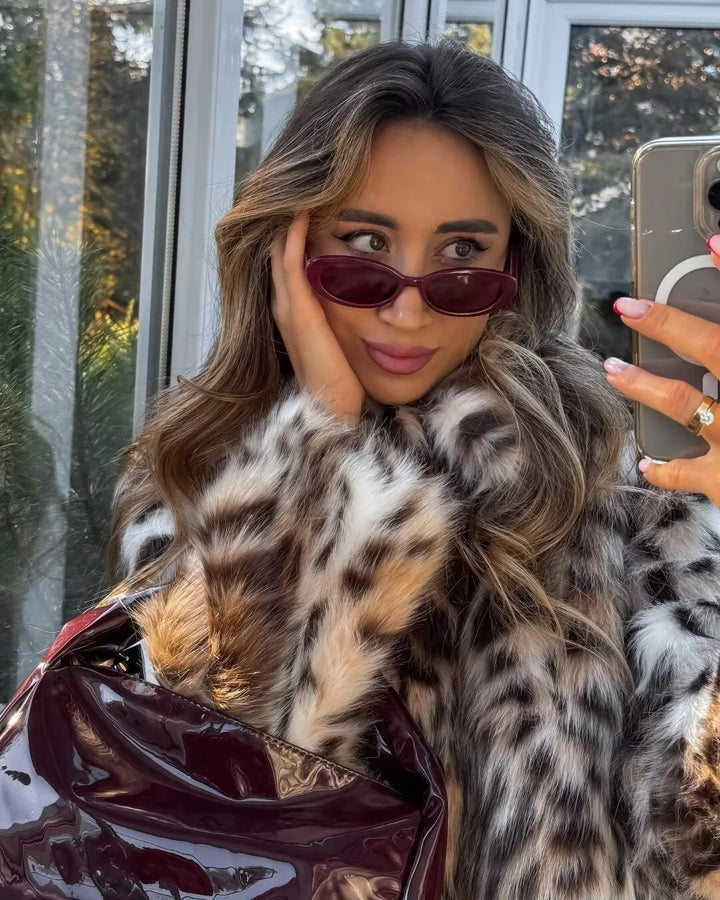 Women’s Luxe Leopard Faux Fur Coat – Statement Winter Jacket