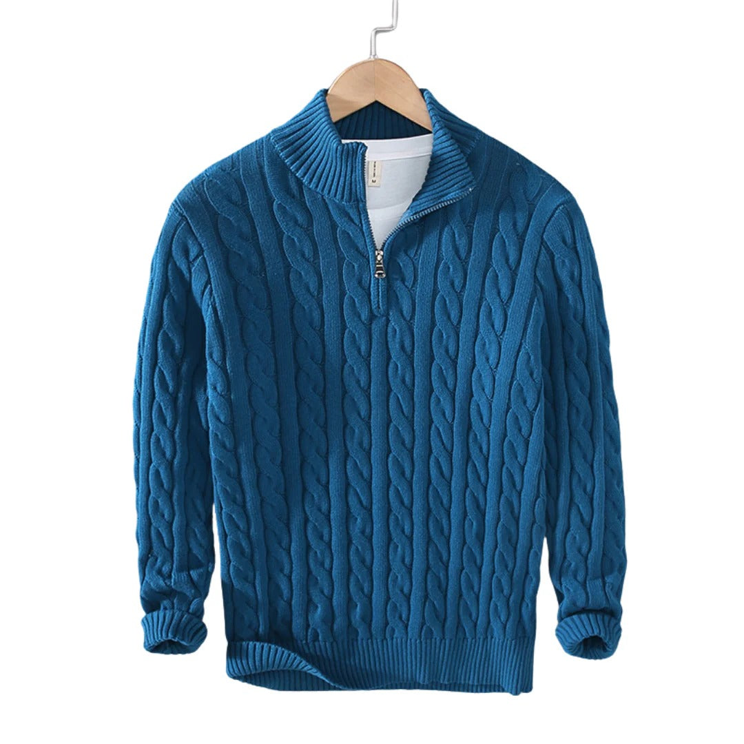 Men’s Zip-Up Cable Knit Sweater
