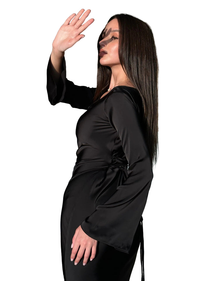 Women’s Long Sleeve Maxi Dress – Elegant Flowing Evening Gown